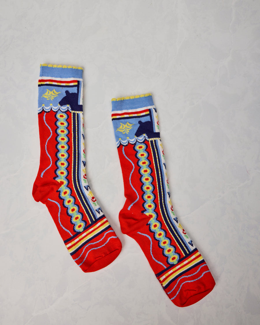 Multi - Dala Horse Socks - Scandanavian Specialties