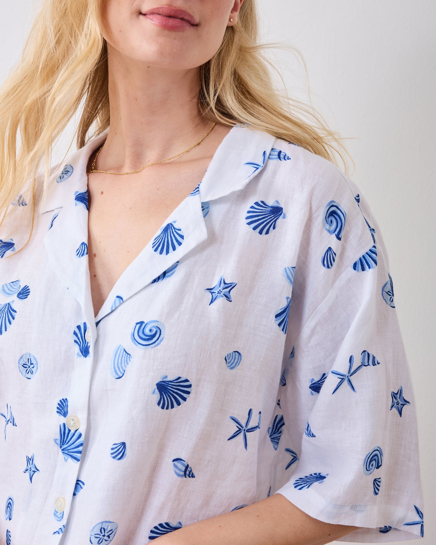Scattered Shells - Linen Sweet Dreams Set - Blue Cloud - Printfresh