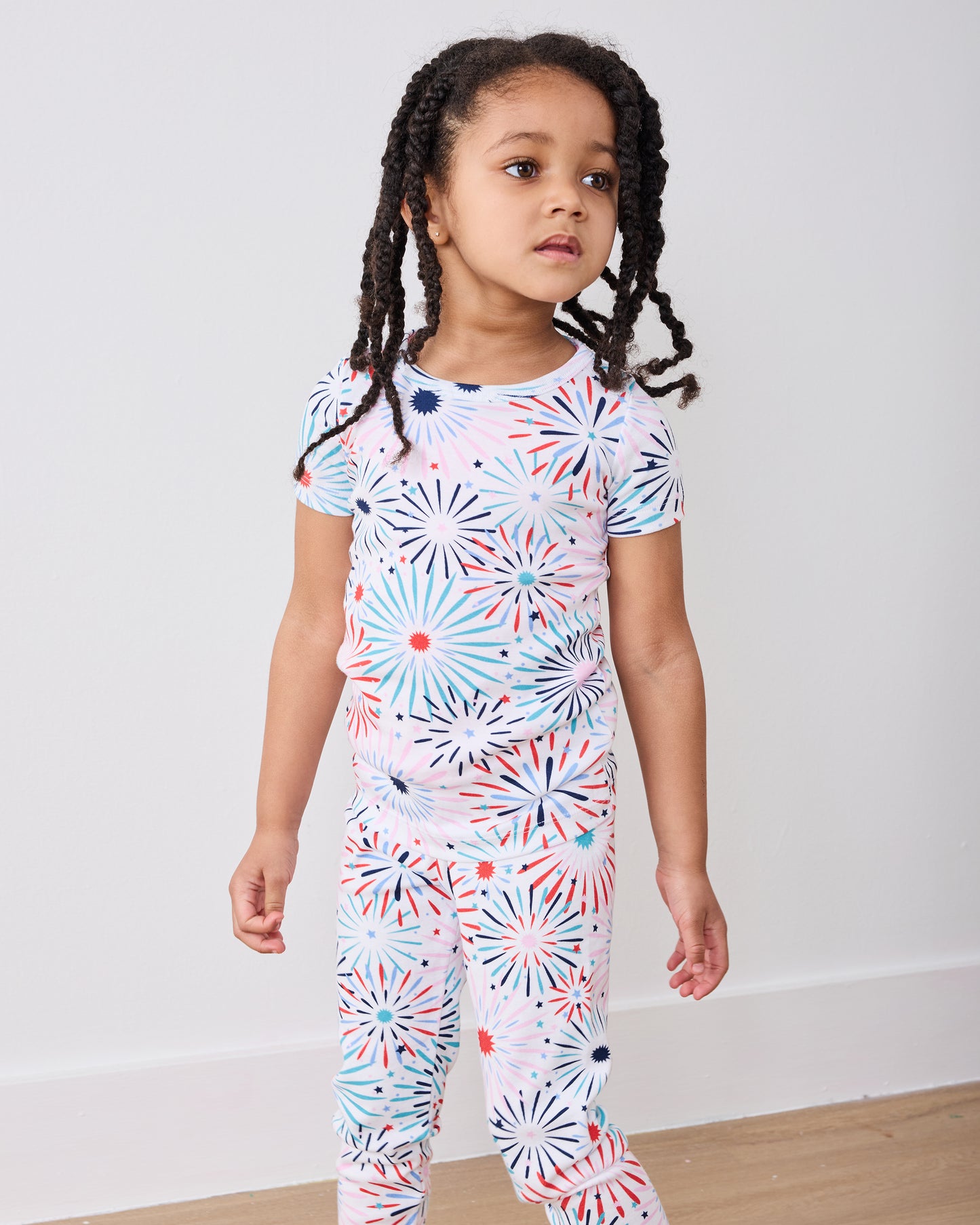 Sparks Fly - Kids Organic Pima Short Sleeve PJ Set - Cloud