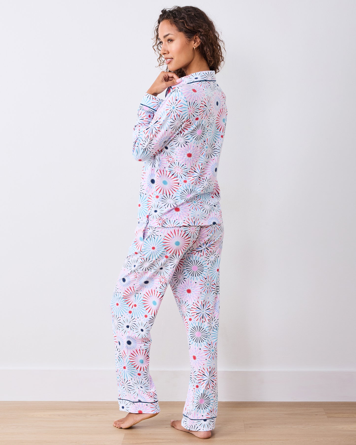 Sparks Fly - Organic Pima Modal Knit Long PJ Set - Cloud