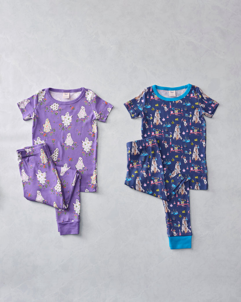 Gardening Ghosts & It’s Alive - Kids Organic Pima Short Sleeve PJ Set Bundle - Multi
