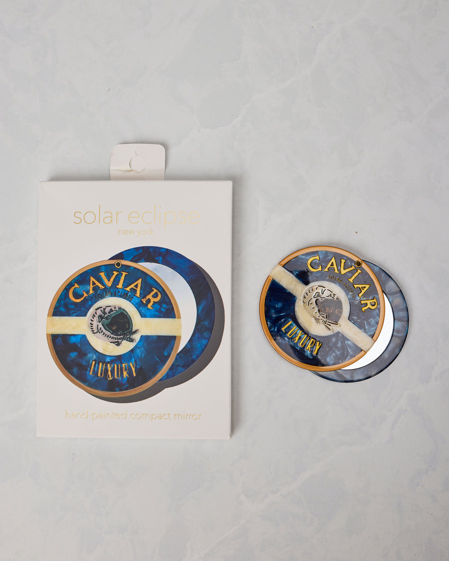 Blue - Hand Painted Caviar Compact Mirror