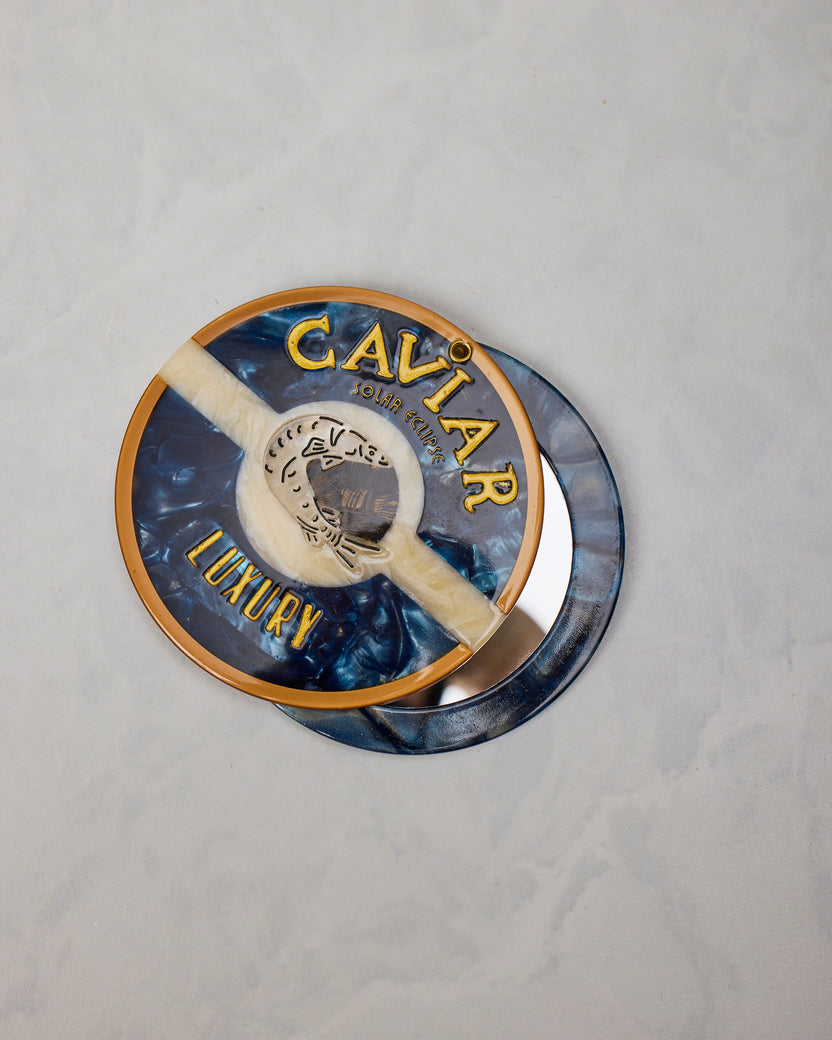 Blue - Hand Painted Caviar Compact Mirror