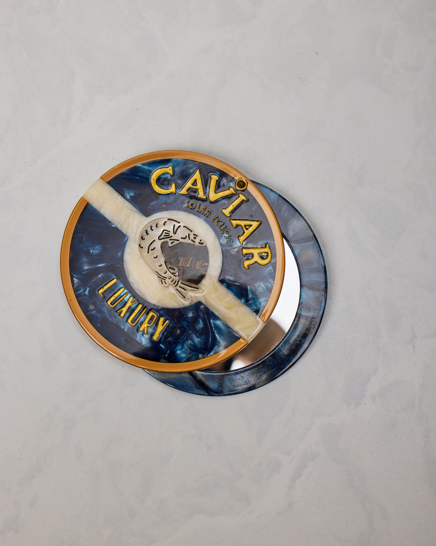 Blue - Hand Painted Caviar Compact Mirror