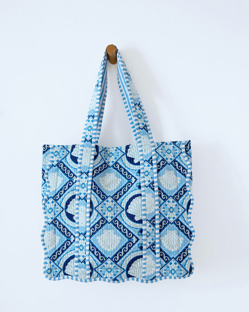Tide & Tile - Scalloped Tote Bag - Seashell Blue - Printfresh