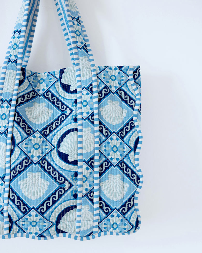 Tide & Tile - Scalloped Tote Bag - Seashell Blue - Printfresh
