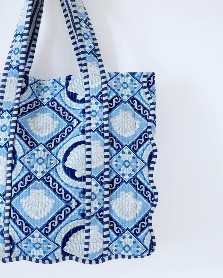 Tide & Tile - Scalloped Tote Bag - Seashell Blue - Printfresh