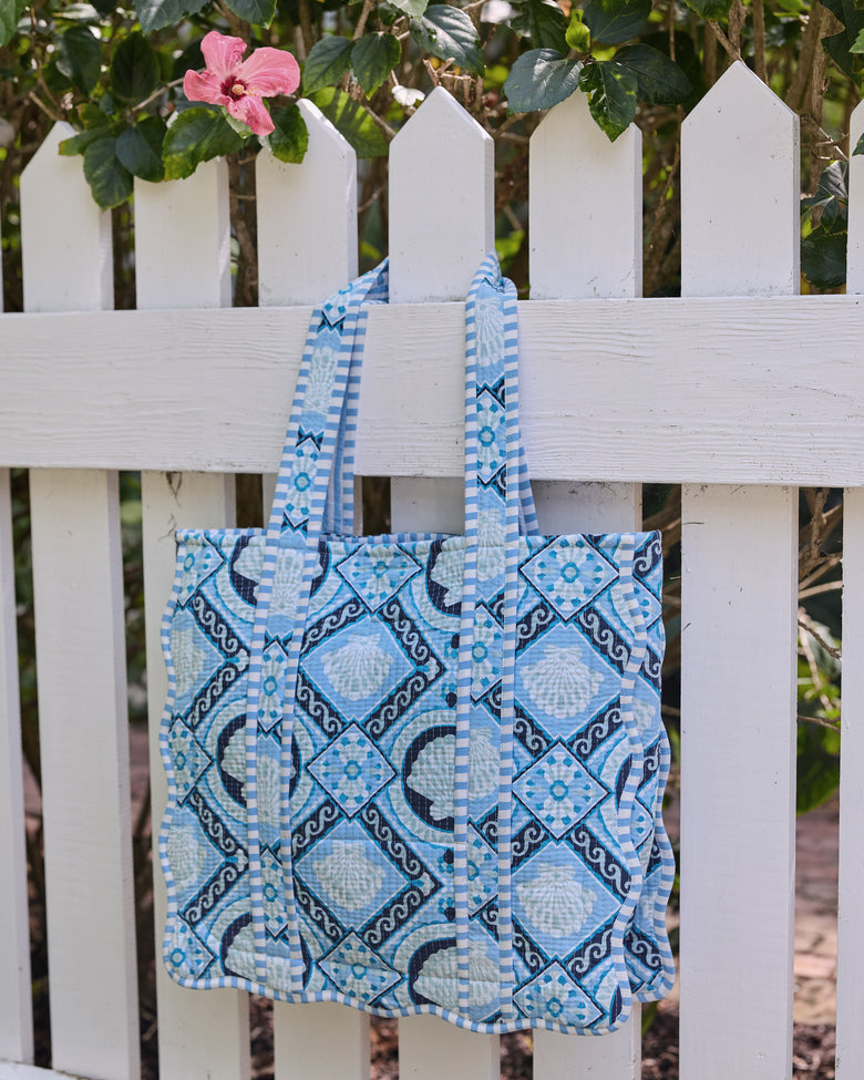 Tide & Tile - Scalloped Tote Bag - Seashell Blue - Printfresh