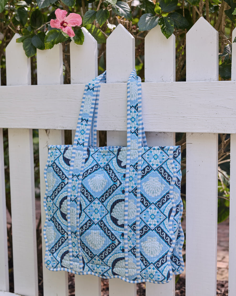 Tide & Tile - Scalloped Tote Bag - Seashell Blue - Printfresh