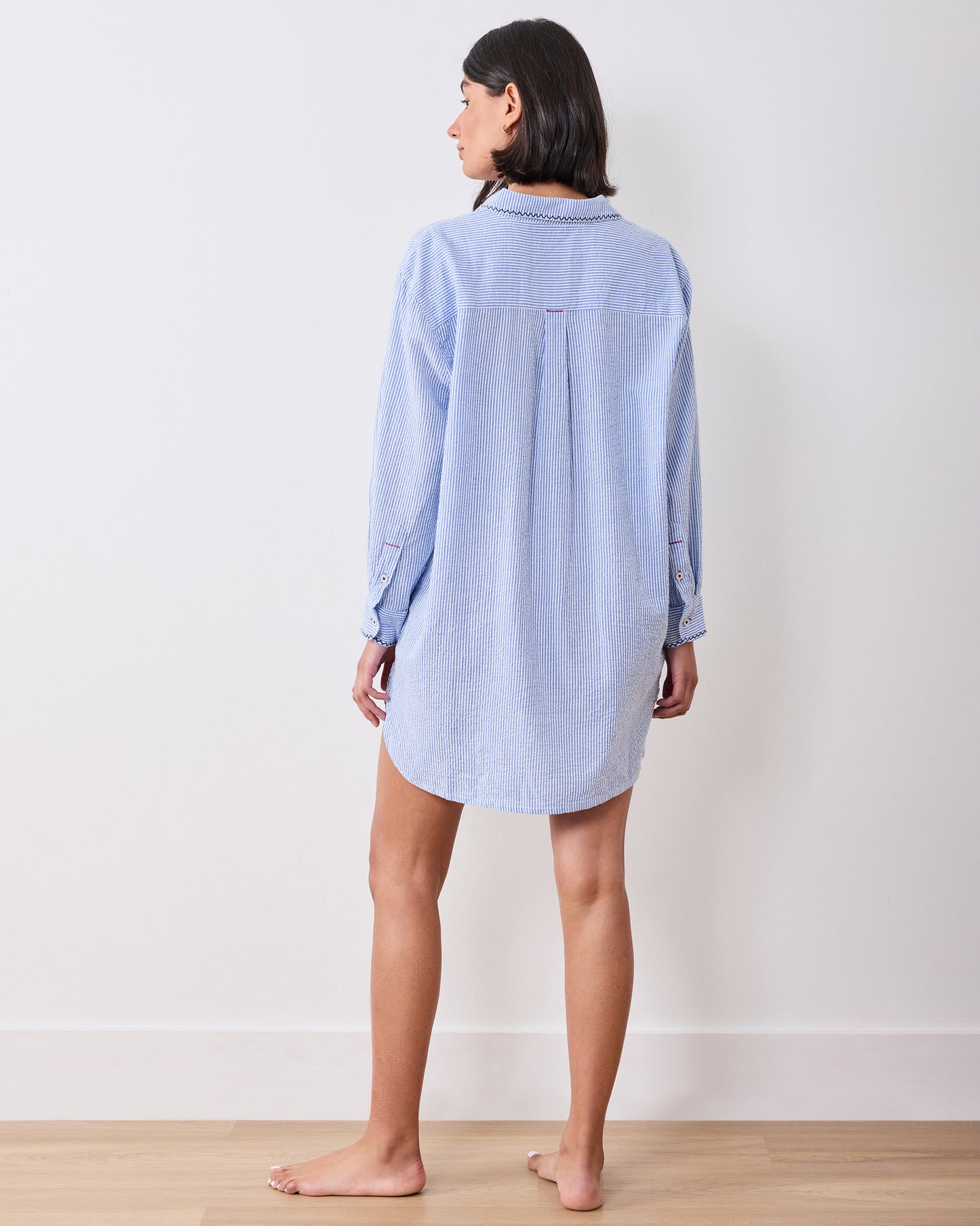 Triton Stripes - Seersucker Everyday Button Down - Sea Spray - Printfresh