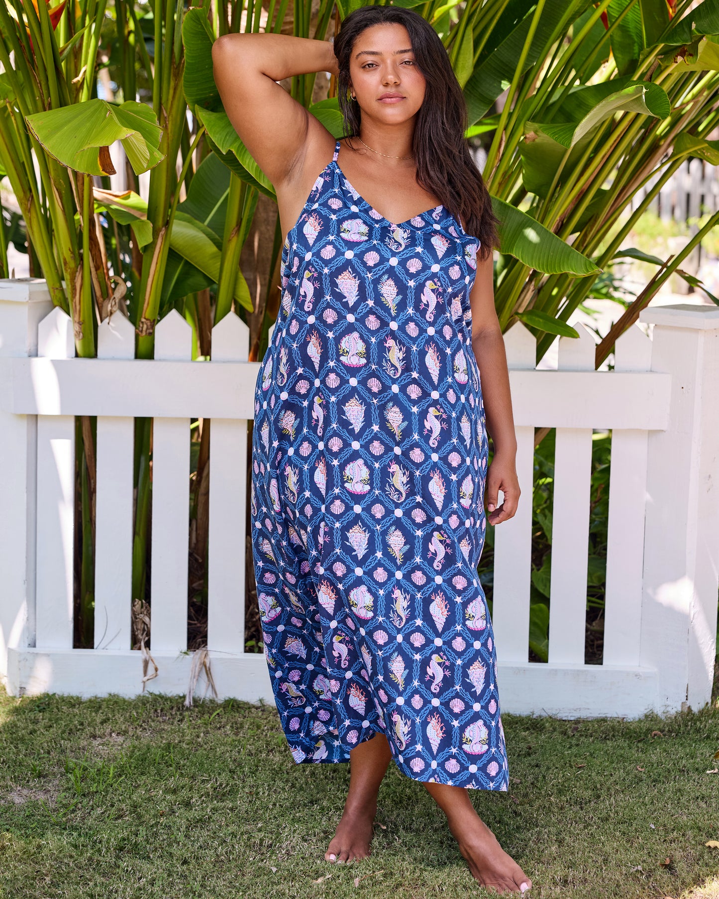 Underwater Enchantment - Eco Satin Chic to Sleep Nightie - Navy - Printfresh