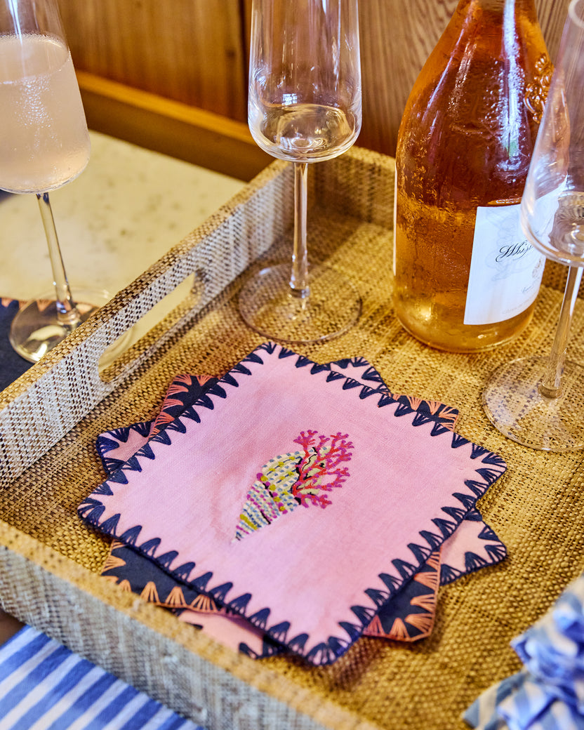 Underwater Enchantment - Linen Cocktail Napkins Set of 4 - Navy - Printfresh