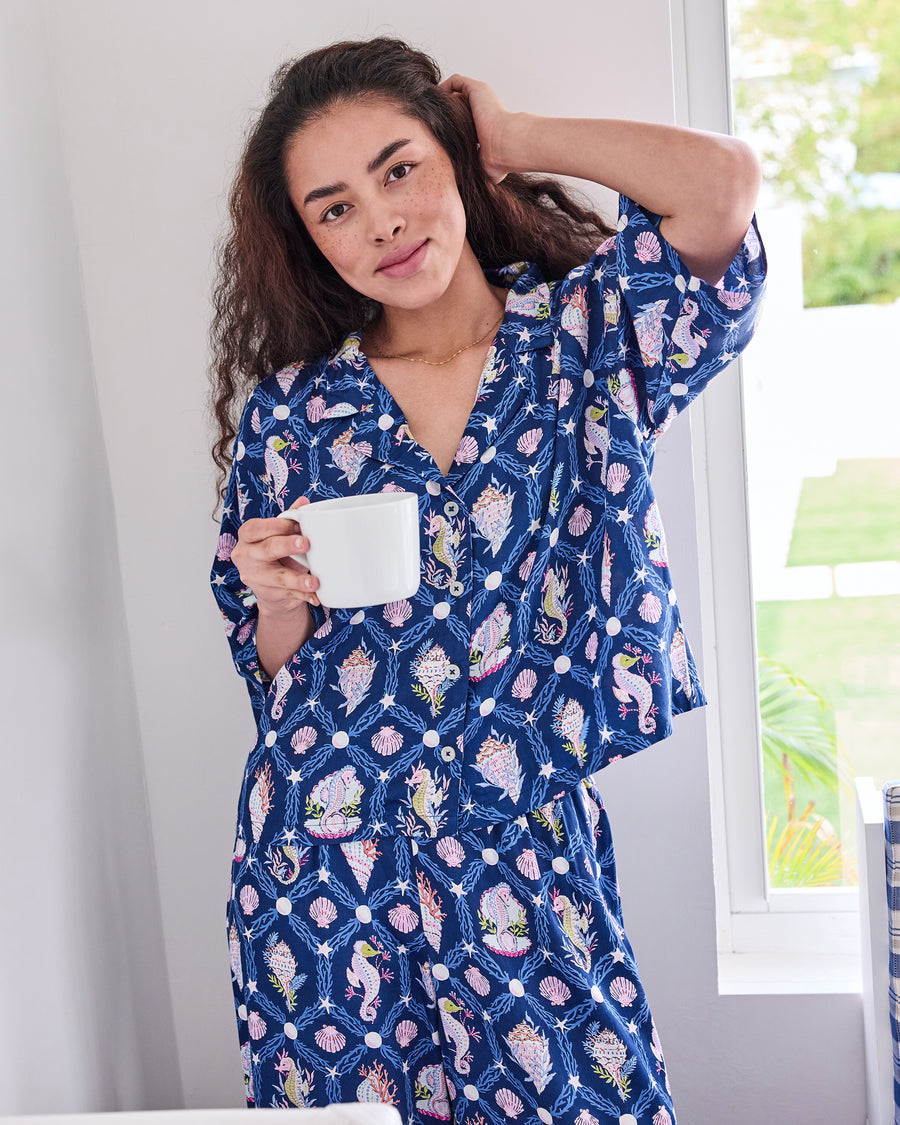 Underwater Enchantment - Petite Eco Satin Wildest Dreams Set - Navy - Printfresh