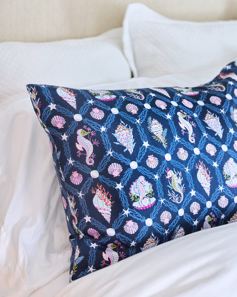 Underwater Enchantment - Eco Satin Pillowcase - Navy - Printfresh