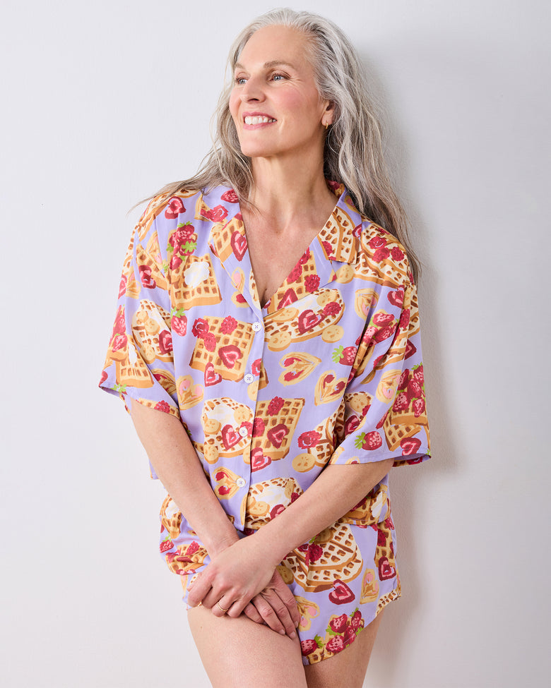 Waffles in Bed - Eco Satin Sweet Dreams Set - Lavender - Printfresh