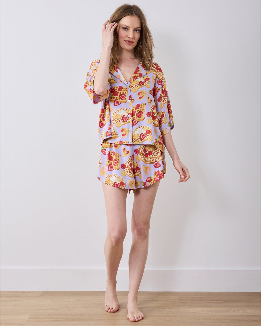 Waffles in Bed - Eco Satin Sweet Dreams Set - Lavender - Printfresh