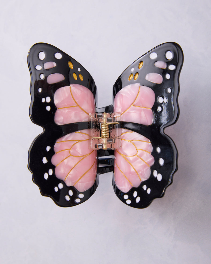 Pink - Hand Painted Monarch Butterfly Claw Hair Clip - Solar Eclipse - Printfresh