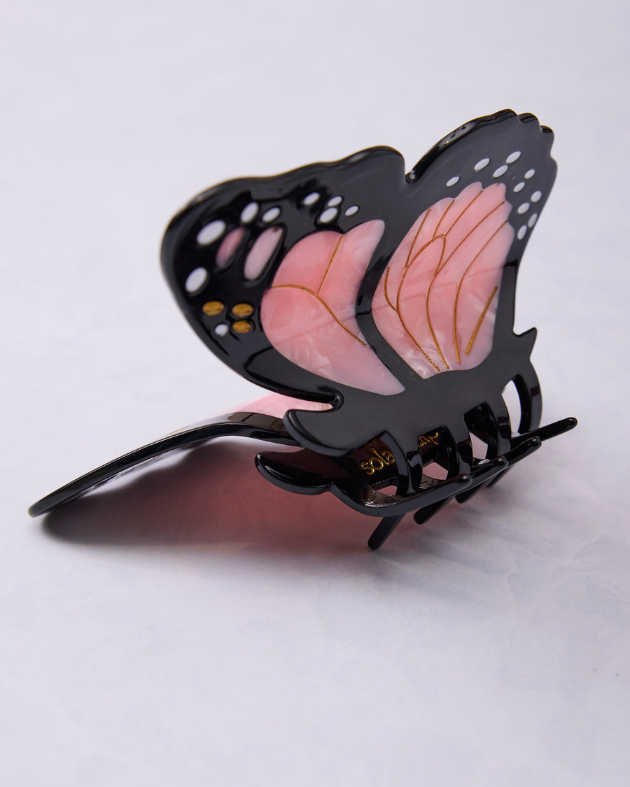 Pink - Hand Painted Monarch Butterfly Claw Hair Clip - Solar Eclipse - Printfresh