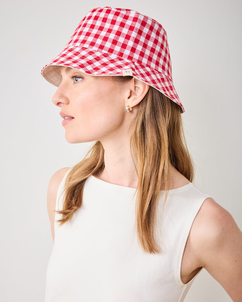 Red Gingham -  Reversible Bucket Hat - Fashion City - Printfresh