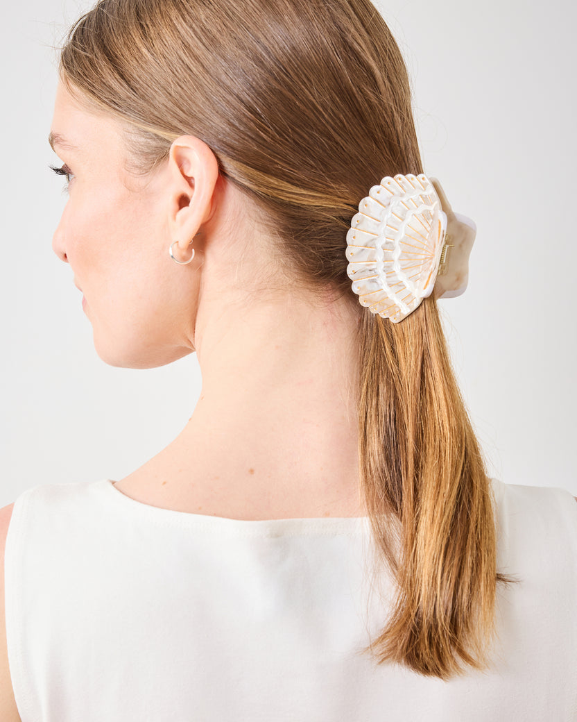 Golden Seashell -Hand-Painted Claw Hair Clip - Solar Eclipse - Printfresh