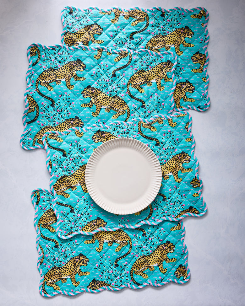 Bagheera - Placemats Set of 4 - Turquoise - Printfresh