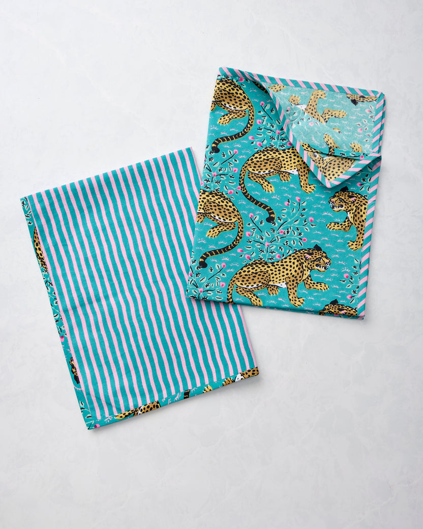 Bagheera - Tea Towels Set of 2 - Turquoise - Printfresh
