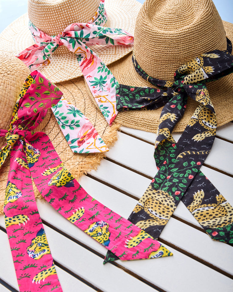 Flock Of Flamingos - Laguna Hat Tie - Rose - Printfresh