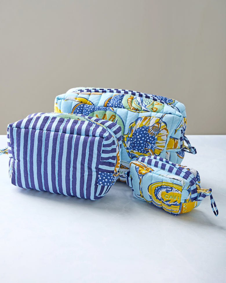 Champagne & Caviar - Three's Best Pouch Set - Pale Blue - Printfresh