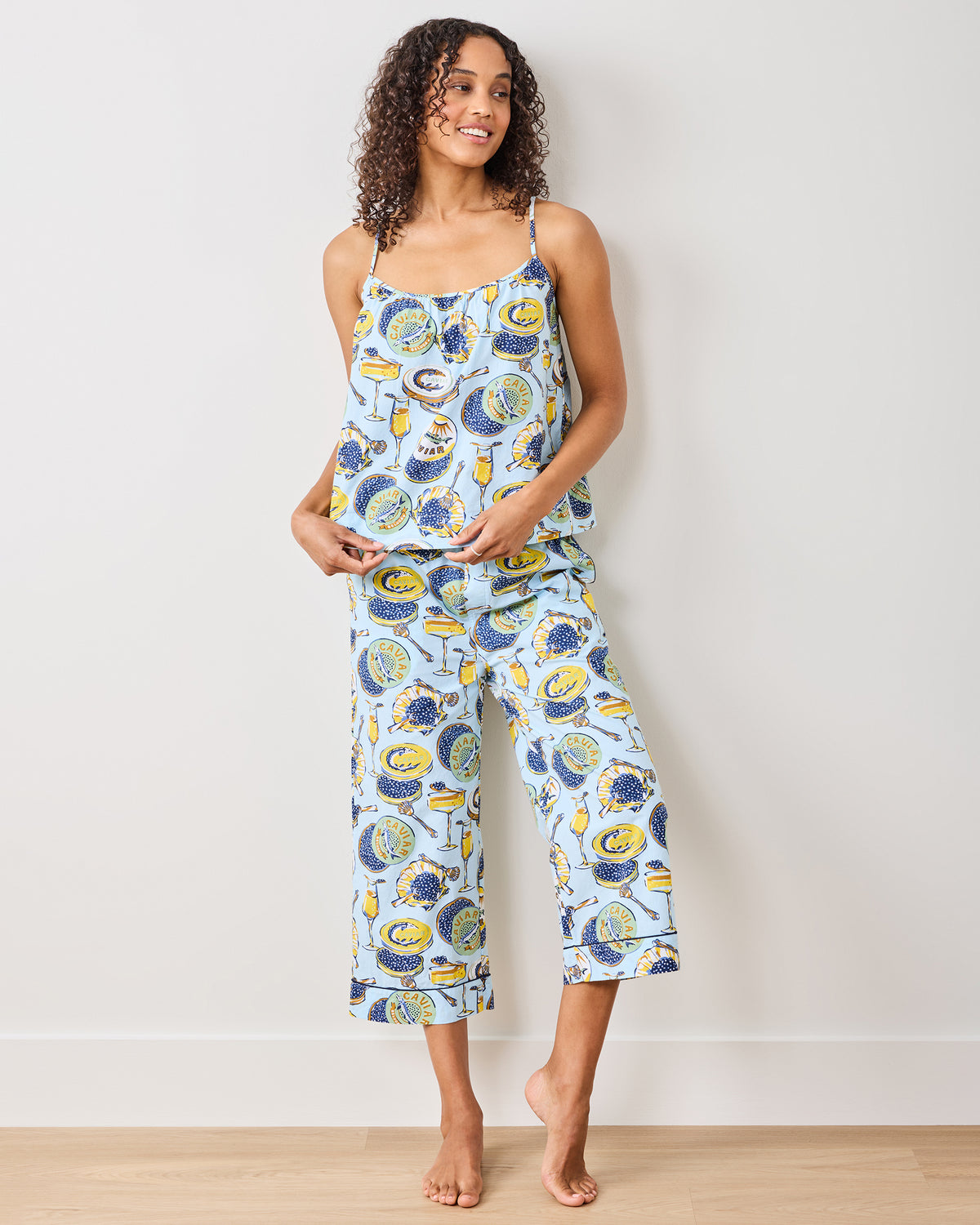 Champagne & Caviar - Cami Cropped Set - Pale Blue - Printfresh