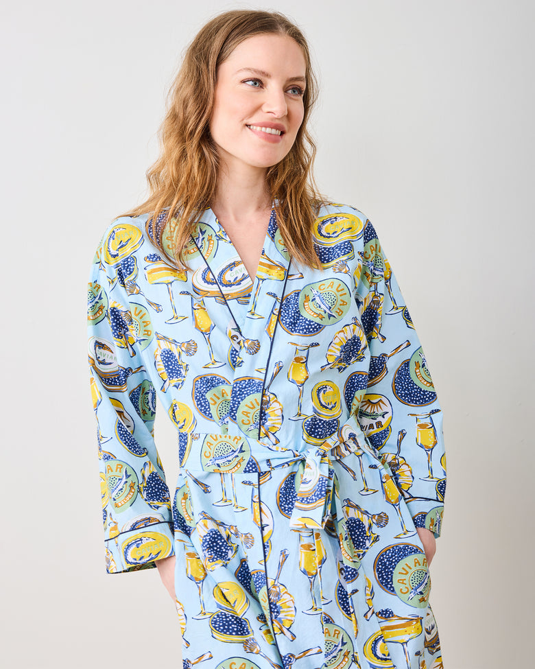 Champagne & Caviar - Getting Ready Robe - Pale Blue - Printfresh