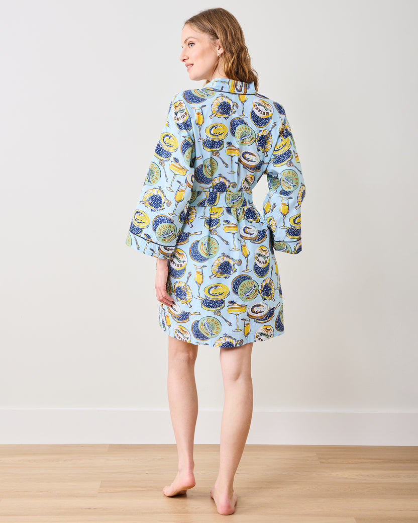 Champagne & Caviar - Getting Ready Robe - Pale Blue - Printfresh