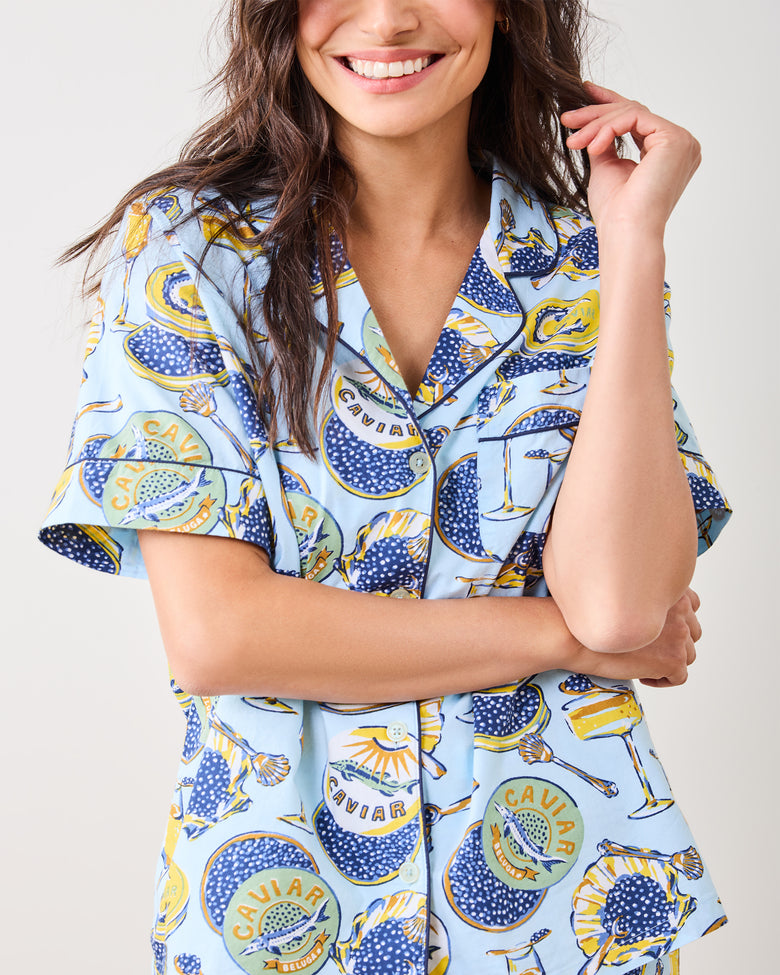 Champagne & Caviar - Short PJ Set - Pale Blue