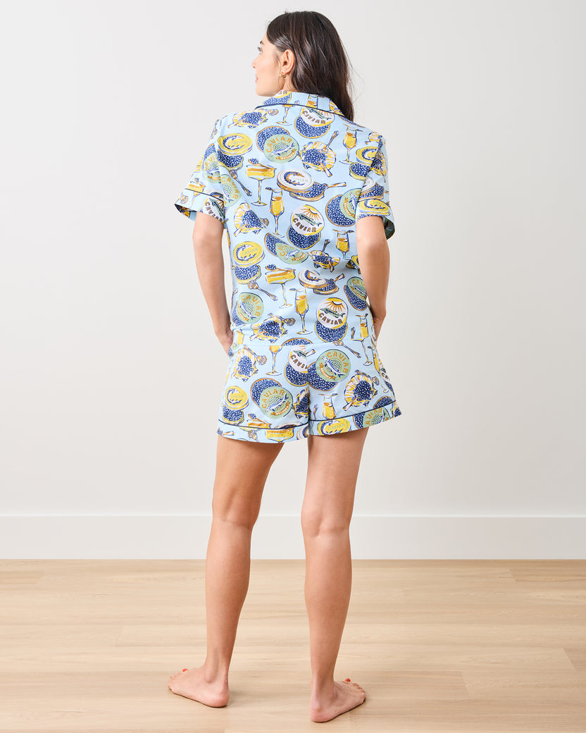 Champagne & Caviar - Short PJ Set - Pale Blue - Printfresh