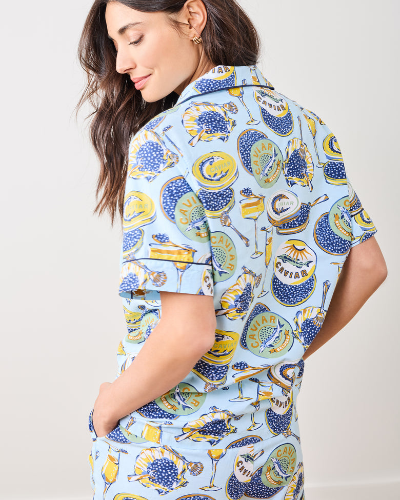 Champagne & Caviar - Short PJ Set - Pale Blue