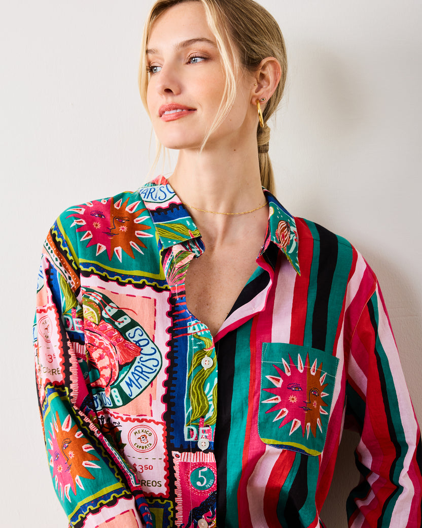 Colorful Coast - Everyday Button Down - Vibrant Ink - Printfresh