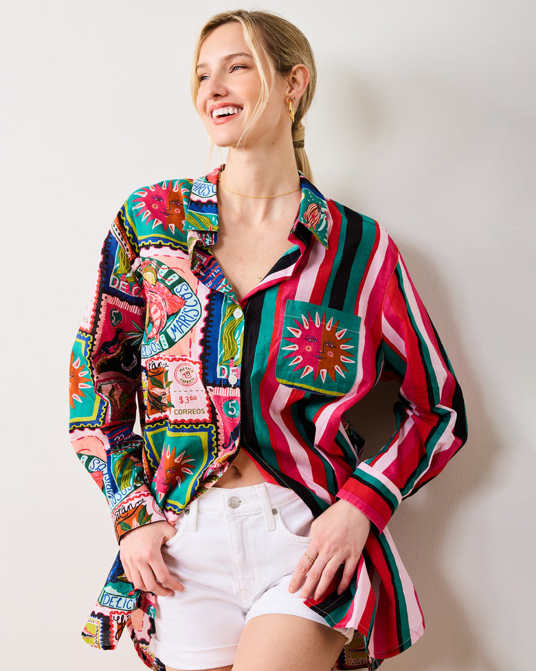 Colorful Coast - Everyday Button Down - Vibrant Ink - Printfresh