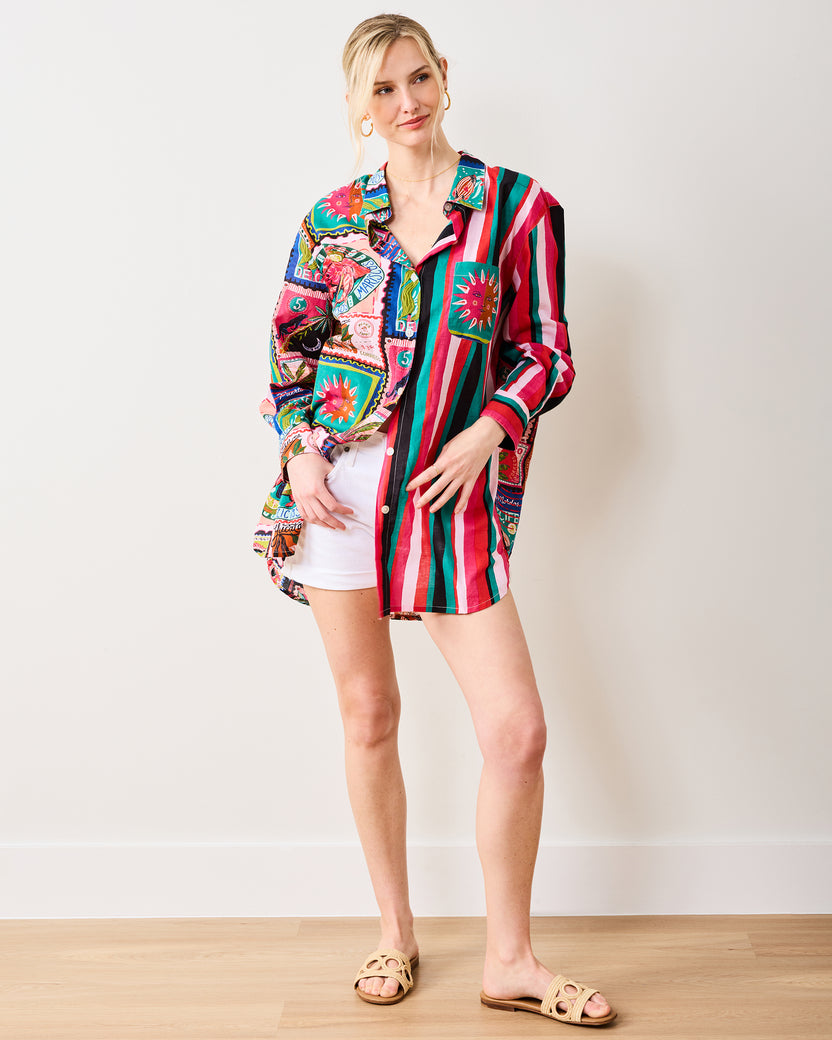 Colorful Coast - Everyday Button Down - Vibrant Ink - Printfresh