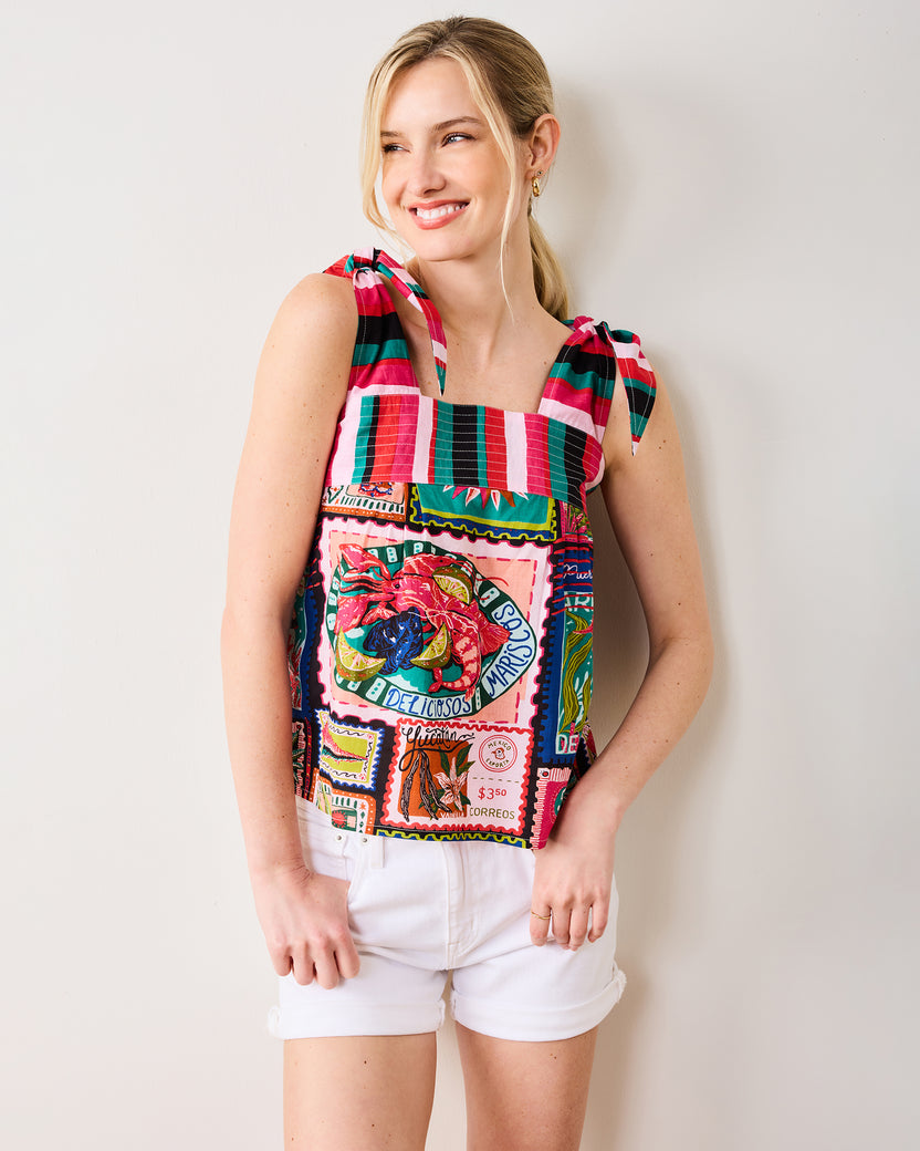 Colorful Coast - Sugar Sand Top - Vibrant Ink - Printfresh