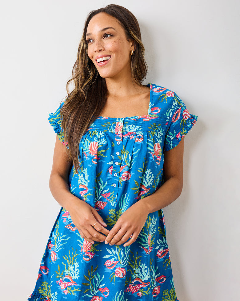 Coral & Conch - Pintuck Nightgown - Ocean Breeze - Printfresh