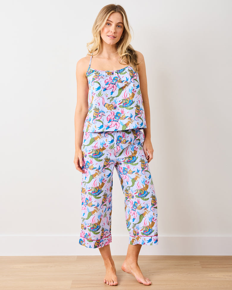 Deep Sea Divers - Cami Cropped PJ Pant Set - Lavender Sorbet - Printfresh