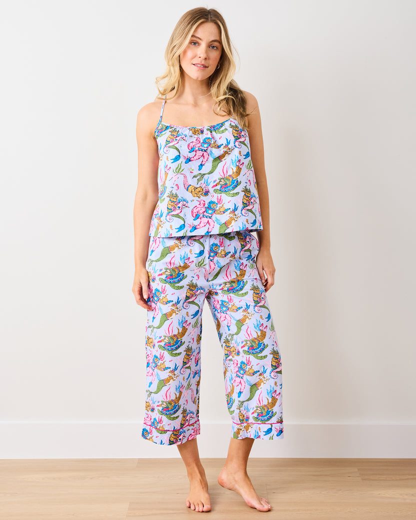 Deep Sea Divers - Cami Cropped PJ Pant Set - Lavender Sorbet - Printfresh