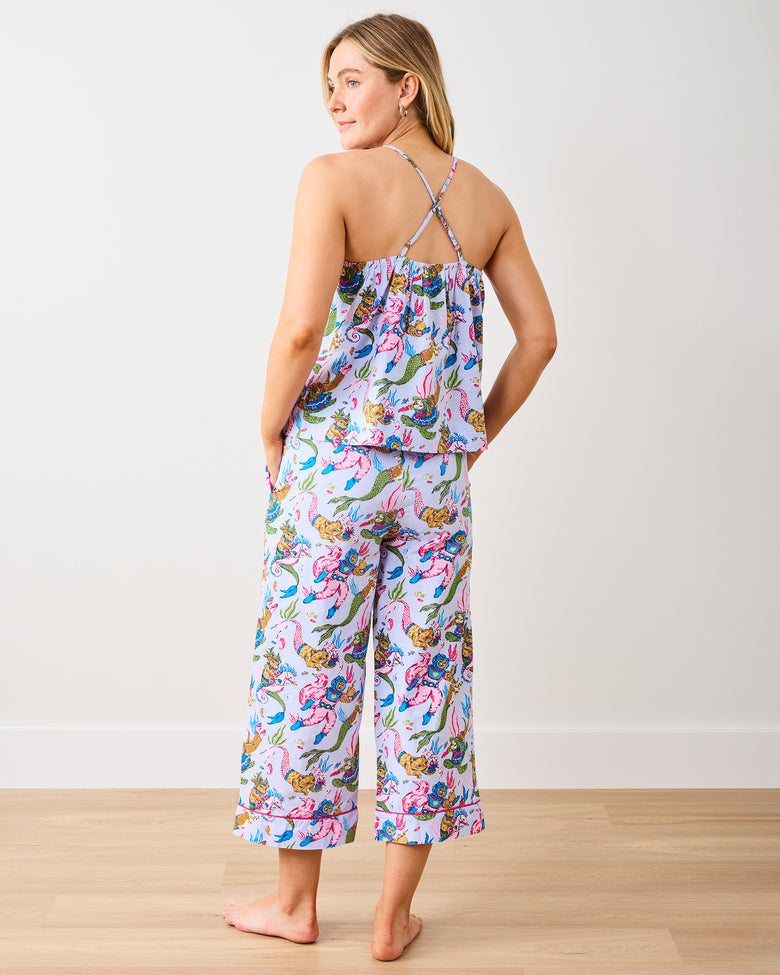 Deep Sea Divers - Cami Cropped PJ Pant Set - Lavender Sorbet - Printfresh
