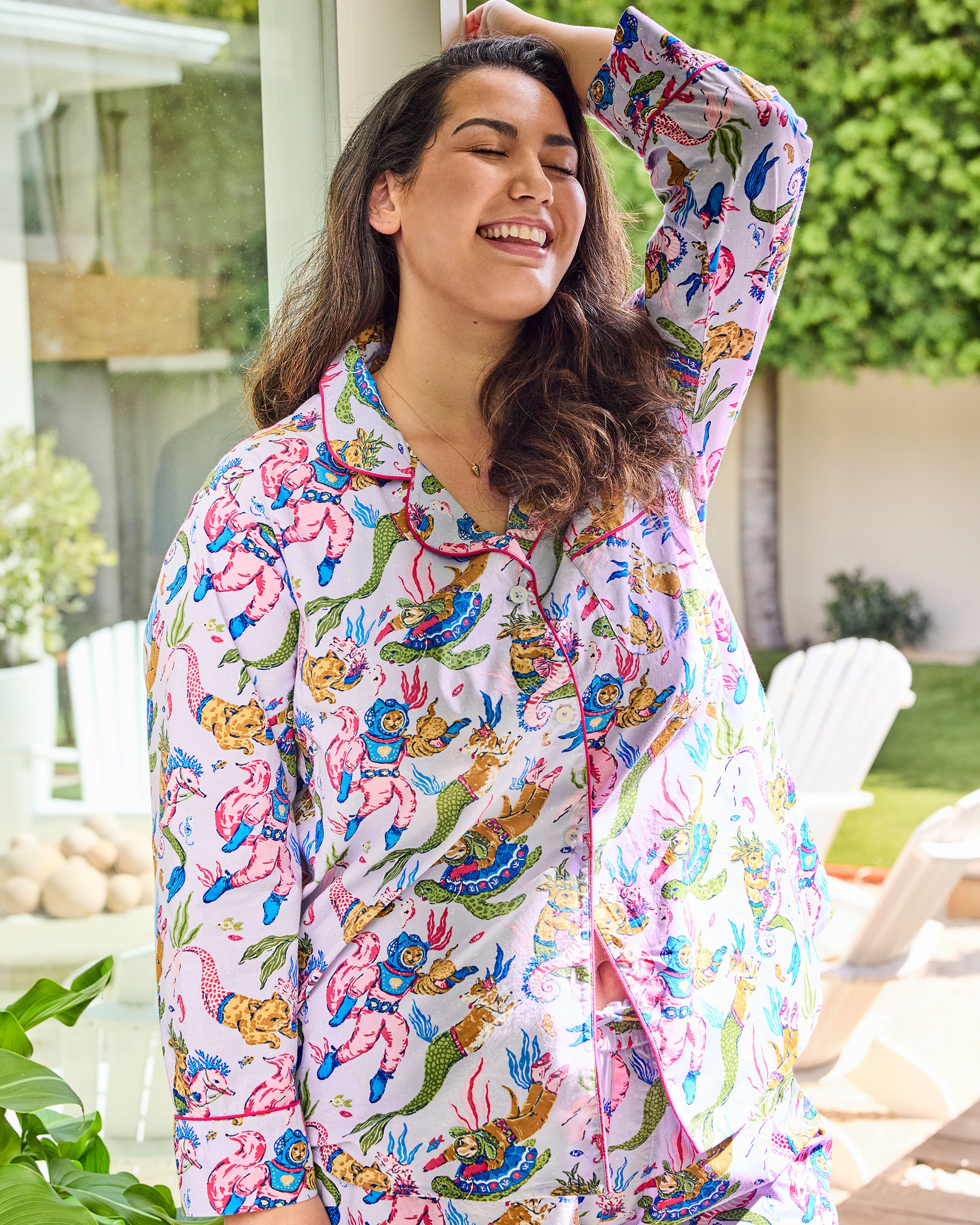 Champagne Tower - Tall Long PJ Set - Soft Blue