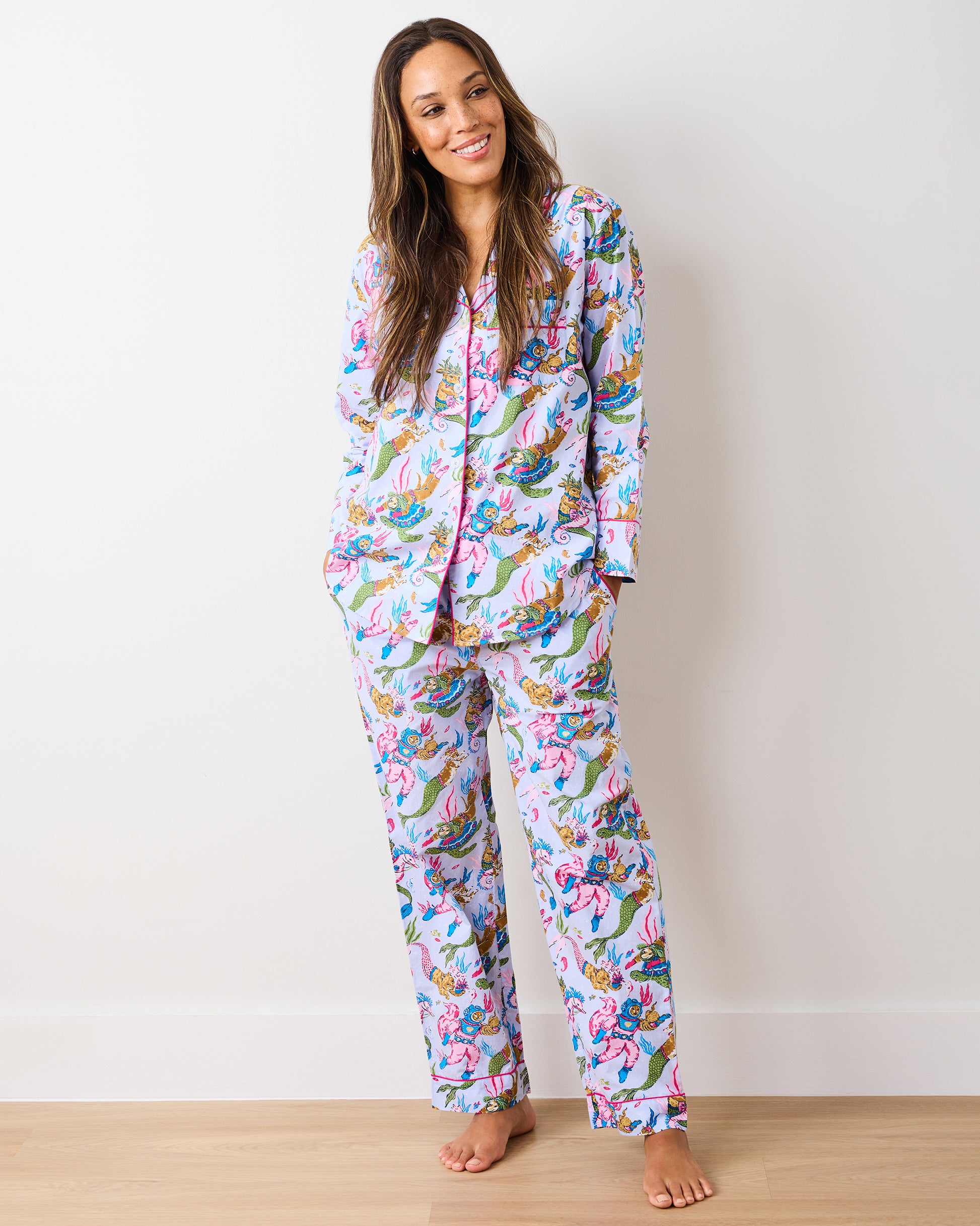 Champagne Tower - Tall Long PJ Set - Soft Blue