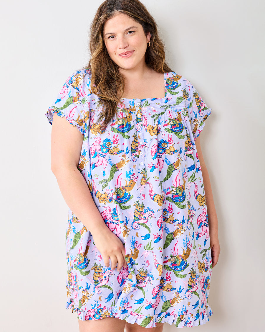 Deep Sea Divers - Pintuck Nightgown - Lavender Sorbet - Printfresh