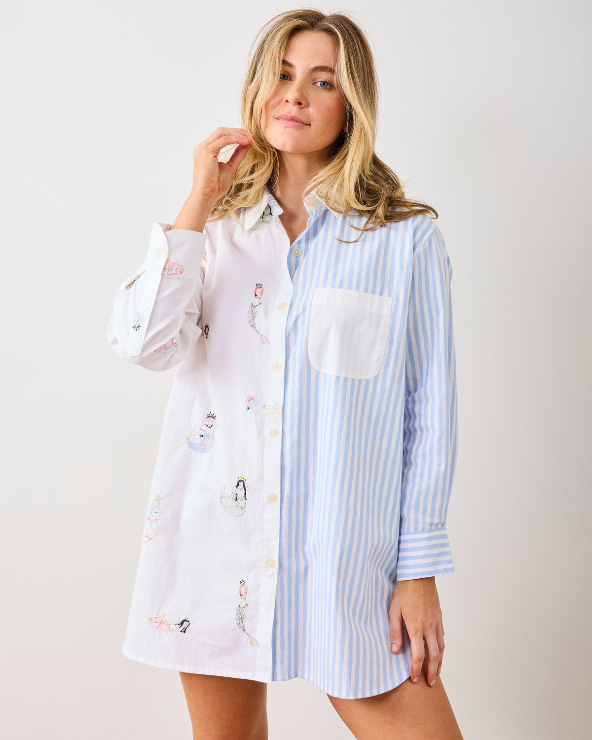 Daughters Of Triton - Everyday Button Down - Cloud - Printfresh