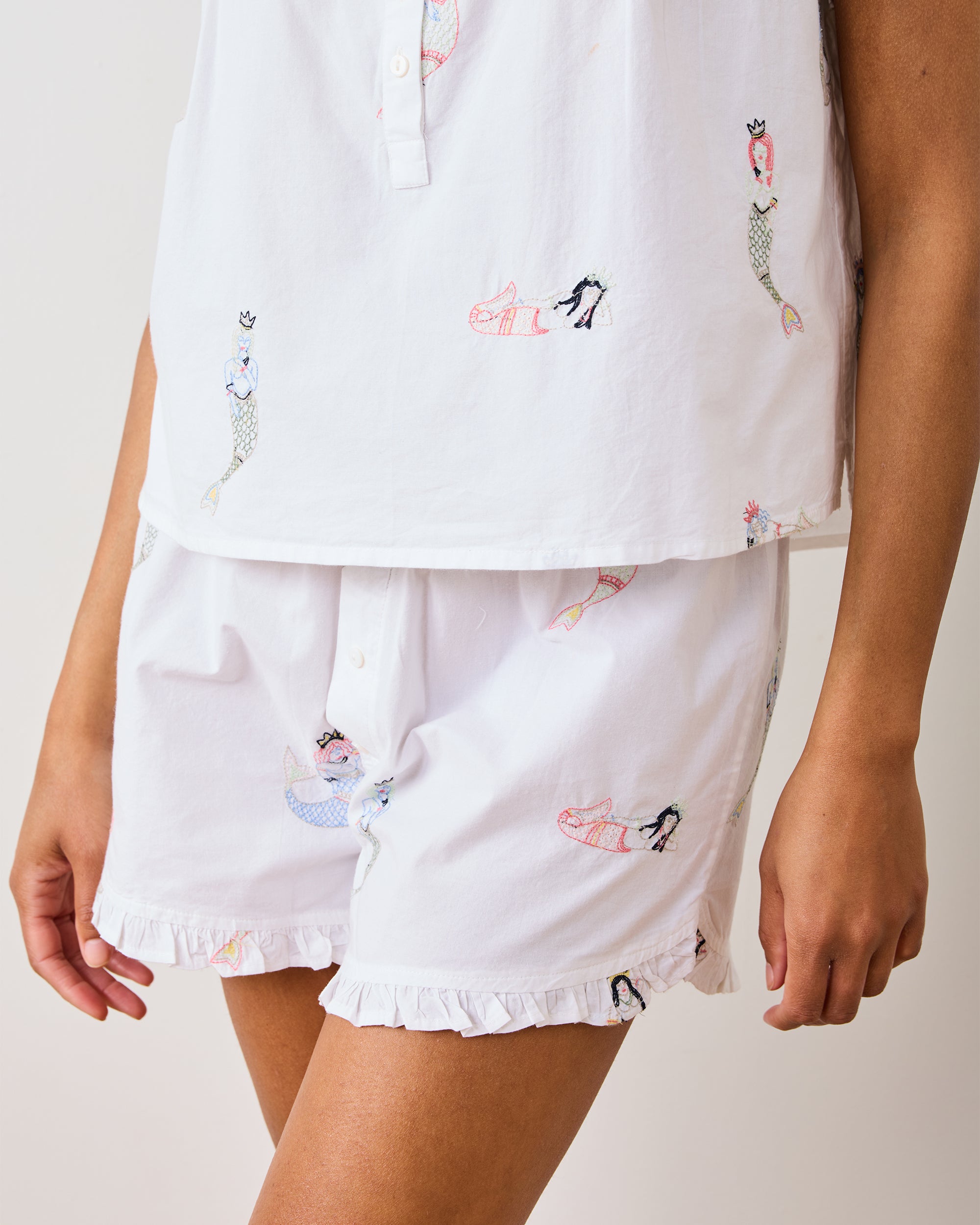 Daughters Of Triton - Women's Organic Cotton Pintuck Short Set