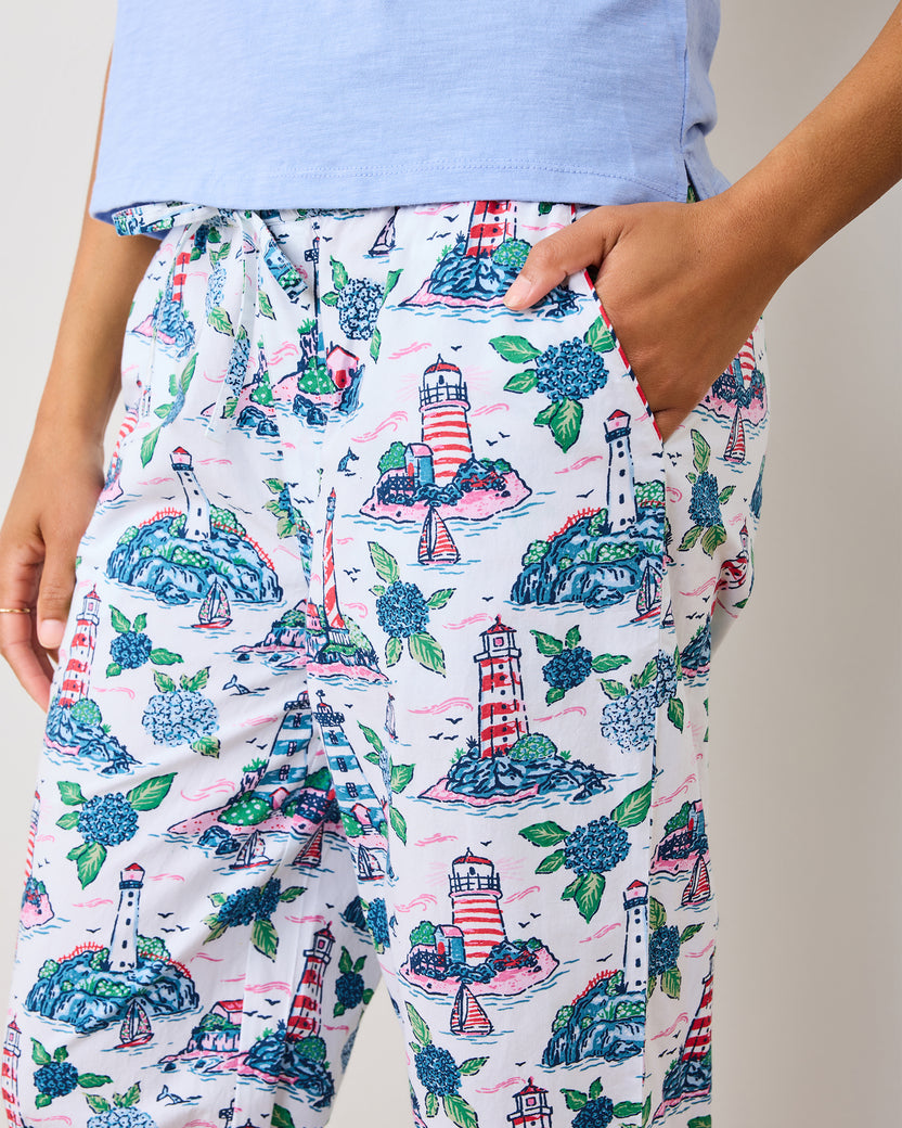 Lighthouse Keeper - Cropped PJ Pants - Cloud - Printfresh