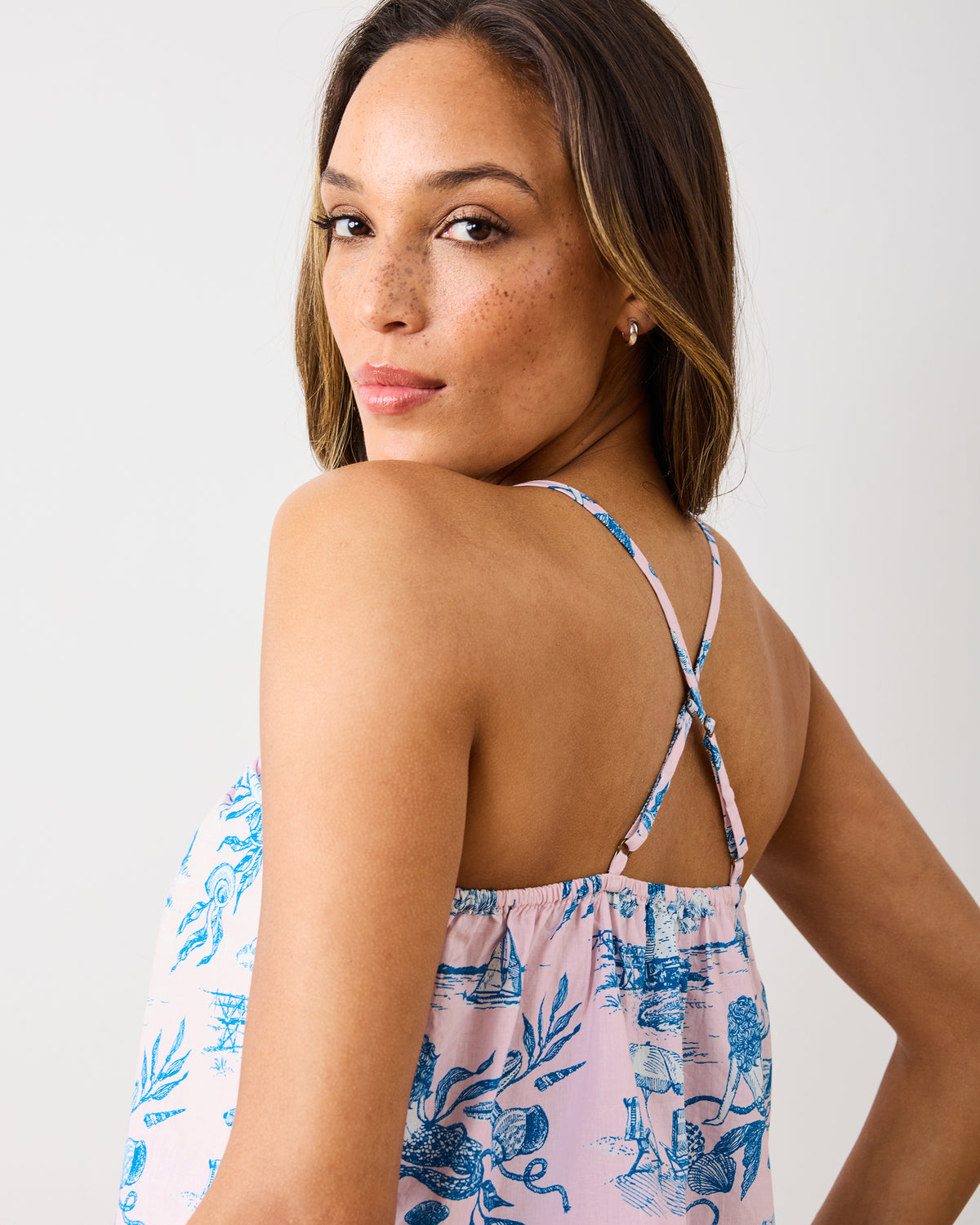 Mermaid Toile - Cami Cropped Set - Blush - Printfresh