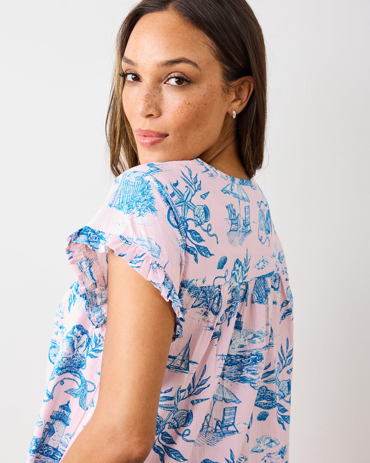 Mermaid Toile - Daylight Nightgown - Blush - Printfresh